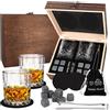 NVIYAM Set di Bicchieri da Whisky,Whisky Stones Set di Regalo,8 Cubetti di Ghiaccio Riutilizzabili 2 Bicchieri da Whiskey 2 Coaster,Sacca,Pinza per Whisky,Set Regalo Uomo