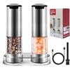 Spofan Macina Sale e Pepe Elettrico - Acciaio Inox, Ricaricabili Tramite USB, con Luce LED, Spofan Nucleo Ceramico Regolabile Macinapepe, Grande Capacità, per Cucina, Ristorante, Esterno, Set di 2 Pezzi