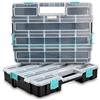 Navaris Contenitore Portaminuterie Organizzatore Minuteria XL - 2x Cassetta a Scomparti per attrezzi - Vaschetta Organizer Arnesi Piccoli Oggetti - Doppia