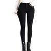 Gefomuofe Jeans invernali da donna, in pile, foderati, in denim, a vita alta, slim fit, spessi, caldi, in peluche, grandi dimensioni, pantaloni termici, jeans per donne e adolescenti, Nero , L