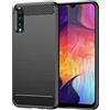 owlhold Cover per Samsung Galaxy A50 / A30S, Custodia Spazzolata e Fibra di Carbonio Morbido Silicone TPU Slim Fit Case, Antiurto, Antigraffio, Antiscivolo, Protezione Grado Militare, Nero