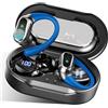 Rolosar Cuffie Bluetooth Sport, Auricolari Bluetooth 5.3 HiFi Stereo, 50 Ore Cuffie Wireless con ENC Riduzione del Rumore Mic, IP7 Impermeabili, Cuffiette Bluetooth Senza fili con Display LED, Blu Scuro