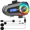 Moman H4M Auricolare Casco Moto - Schermo LCD & 6 EQ Modalità, Cuffie Casco Moto Doppia Riduzione del Rumore Hi-Fi Microfono Morbida/Dura FM/IPX6/Controllo Musica/Vocale AI Auricolari Moto Singola