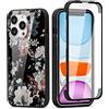 Yoedge Custodia per Apple iPhone 14 Plus Cover 6,7, 360 Gradi Full Body Cover con Protezione Integrata dello Schermo, Trasparente Silicone TPU Anteriore e PC Indietro Custodia, Fiore