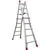 Faraone - TELES.T5, Scala telescopica in alluminio, 158 x 60 x 20 cm, 10 + 10 gradini, multiuso, altezza regolabile, molto resistente e stabile, stabilizzatori inclusi