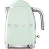 Smeg, Bollitore Elettrico KLF03PGEU 1,7L, Filtro Anticalcare Lavabile, Autospegnimento di Sicurezza, Indicatore Livello Acqua, Base Antiscivolo e Avvolgicavo Integrato, Potenza 2400W, Verde Pastello