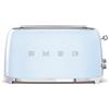 Smeg, Tostapane 2x4 TSF02PBEU, 2 Scomparti da 36mm, 6 Livelli di Doratura, Funzione Riscaldamento, Scongelamento e Bagel, Espulsione Automatica del Pane, Cassetto Raccoglibriciole, 1500W, Azzurro