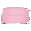 Smeg, Tostapane 2x4 TSF02PKEU, 2 Scomparti da 36mm, 6 Livelli di Doratura, Funzione Riscaldamento, Scongelamento e Bagel, Espulsione Automatica del Pane, Cassetto Raccoglibriciole, 1500W, Rosa