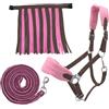 PFIFF 103103 - Set di 3 cavezze Sunny, con cavezze, Maglieria e Frange, Personalizzabili, Colore: Marrone Rosa, Pony