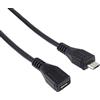 PremiumCord Premium Cord - Cavo di prolunga Micro USB 2.0 Maschio-Femmina, 5 m, Colore: Nero