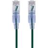 Monoprice Cavo patch Ethernet Cat6A UTP, 30 AWG, 10 G, in puro rame nudo, antigroviglio, RJ45, serie SlimRun, 1,5 m, verde, confezione da 10