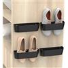 Yocice Scarpiera da parete, confezione da 4 pezzi, con strisce adesive per appendere, organizer per scarpe in plastica, porta scarpe (SM03-nero-4)