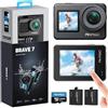 AKASO Brave 7 Action Cam 4K 30FPS 20MP con Scheda di Memoria MicroSDXC U3 da 256GB, IPX8 Fotocamera Subacquea Stabilizzata, Impermeabile Videocamera con Comando Vocale