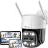Ctronics Zoom Ibrido 6X Videocamera Wi-Fi Esterno con Doppio Obiettivo, Tracciamento Zoom Automatico Sorveglianza, Rilevamento Umano Visione Notturna a Colori Audio Bidirezionale IP66, Bianco 1