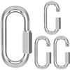ORTAVA 4 moschettoni a vite, moschettone in acciaio inox, per esterni, altalena, campeggio ed escursionismo, catena in acciaio inox A2 V2