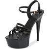 Eralom Scarpe Sandali da sposa con tacco alto a spillo, scarpe da donna Piattaforma Spessa Sexy Serata, Nero , 42 EU