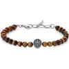 GAVU Bracciale Uomo Vintage in Pietre Naturali, Bracciale Occhio di Tigre da Uomo con Charm Bussola Rosa dei Venti