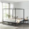 [en.casa] Letto a Baldacchino Letto Matrimoniale 160 x 200 cm Struttura Rettangolare in Metallo Nero Stile Classico