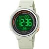 TONSHEN Orologio Sportivo Uomo e Donna 50M Impermeabile LED Elettronico Doppio Tempo Allarme Cronometro Outdoor Militare Digitale Orologi da Polso (Bianco)