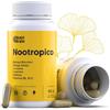 NUTRIBRAIN Nootropico Naturale XL | Caffeina, Ginkgo Biloba, Teanina, Tirosina, Bacopa Monnieri | Concentrazione, Memoria, Energia e Agilità Mentale | 60 Capsule | 2 Mesi | Rendimento Per la Mente