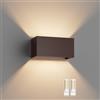 Klighten Lampada da Parete per Interni/Esterni Bianco Caldo 3000K, Moderno Applique da Parete Interno Angolo del Fascio Regolabile Aplique Led da Parete IP54 Impermeabil (Bronze)