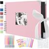 Splend Album Fotografico Personalizzabile per Scrapbooking a Spirale, 80 Pagine Album Foto Fai da Te, 2 Angoli per Foto, 6 Adesivi, 5 Stencil, 12 Pennarelli Colorati, San Valentino per Lui, Compleanno, Rosa