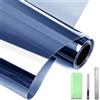DARUITE Pellicola Specchio Oscurante per Finestre, Pellicola per Vetri Finestre, Anti-UV Effetto Specchio Controllo del Calore Pellicola Finestra Privacy Adatta per Casa（Blu-argento，30x200cm）