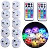 OriFiil 10 candele a LED subacquee con 2 telecomandi, colore bianco caldo RGB che cambiano colore, impermeabili, per laghetti, fontane, vasi, matrimoni, decorazioni da tavolo (RGBW)