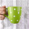 City to Cottage® Tazza da 300ml con Manico Grande | Tazzina da Caffè, Cappuccino, Cioccolata Calda e Tè | Realizzata e Dipinta a Mano in Ceramica | Fantasia a Pois Verde Lime e Bianco | Idea Regalo