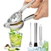 HEHEMM spremiagrumi manuale in acciaio set, spremi limone con grattugia limone scorza, pestello cocktail con bar spoon cucchiaio, spremi lime barman kit, spremi agrumi, per bar di casa