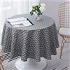 Surwin Tovaglia Rotonda Antimacchia Cotone e Lino Tavolo Circolare Copertura Antipolvere Lavabile Tovaglia Tonda per Buffet, Matrimonio, Ristorante, Festaa (Freccia Grigia,Diametro 150cm)
