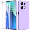 binandteam Cover per Xiaomi Redmi Note 13 4G + 2 Pellicola Protettiva in Vetro Temperato + Gomma Gel di Silicone Liquida Antiurto Custodia per Xiaomi Redmi Note 13 4G (6.67) - Viola