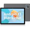 Lville Android 13 Tablet 10.1 Pollici 6(4 + 2) GB+64GB, Quad-Core, 5000mAh, WiFi,1280 * 800 HD, 2 Speaker,Tablet PC (Grigio)