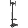 XTRARM Proton 300 - Supporto mobile per TV con ripiano, 40 kg, altezza variabile fino a circa 209 cm, colore: Nero