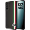 CUSTOMIZZA - Custodia cover nera morbida in tpu compatibile per Samsung S22 PLUS effetto fibra di carbonio bandiera Italia made in Italy