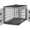 Yaheetech Gabbia per Cani Gatti Kennel in Metallo Cuccioli Pieghevole con Vassoio Rimovibile Doppia Porta e Divisorio Regolabile 107 × 60 × 66 cm Nero