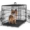 Yaheetech Gabbia per Cani Gatti Kennel in Metallo Cuccioli Pieghevole con Vassoio Rimovibile Doppia Porta e Divisorio Regolabile 61,5 × 41,5 × 47 cm Nero