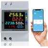 BOSYTRO Wifi Contatore di Energia Monofase,6 in 1 Multifunzione Misuratore Contatore di AC40-300V 100A Voltmetro Amperometro Contatore Elettrico su Guida DIN Adatto per sistemi di alimentazione