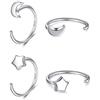 CHIC & ARTSY Orecchini a cerchio Huggie in argento sterling 925, orecchini a cerchio con luna e stella per donna, orecchini a cerchio semiaperti a forma di mezzaluna, set da 2 paia di orecchini a forma di pisolino