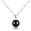 Schöner-SD Collana in argento 925 rodiato con ciondolo a perla, grande, 12 mm, 12.0 mm, Argento sterling Perla Metallo, Perla
