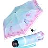 Knirps 4Kids - Ombrello tascabile per bambini, con bordo riflettente, Unicorn turchese-rosa, 90 cm, Ombrello tascabile apribile