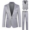 KBOPLEMQ Tuta da uomo, 3 pezzi, stile moderno, per matrimonio, completo, business, blazer, 3 pezzi, giacca slim fit, da uomo, vintage, per feste, classici, set di abiti da uomo, O grigio., XXL