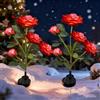 XRR Lampada Solare da Esterno 2 Pezzi luci solari del fiore della 10 rosa, Natale Luci Esterno Energia Solare Fiori Artificiali Da Led illuminazione per esterni Giardino Cortile(rosso)