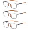 Hubeye 3 Paia Occhiali da lettura Sportivo da Uomo e Donna Lettore TR90 Ultraleggero Quadrato Confortevole Flessibile Occhiali Anti luce blu 1.50