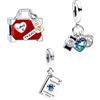 Rimgoris Ciondolo in Argento Sterling 925 da Donna Braccialetti Collana Valigia da Viaggio Amore Cuore Fotocamera Bussola Passaporto Ciondolo con Perline Bracciale da Donna Confezione da 3