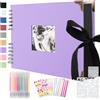 Splend Album Fotografico Personalizzabile per Scrapbooking a Spirale, 80 Pagine Album Foto Fai da Te, 2 Angoli per Foto, 6 Adesivi, 5 Stencil, 12 Pennarelli Colorati, San Valentino per Lui, Natale, Viola