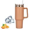 Mnixy Tazza da viaggio con maniglia, Stanley Cup con cannuccia e manico, in acciaio inox con coperchio,bottiglia d'acqua isolata sottovuoto per bevande calde ghiacciate (blu)