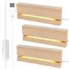 Qunkun Base per Display con Luci LED in Legno - 3 Pezzi, Rettangolare, Illuminazione USB