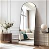 COFENY Specchio da Terra ad Arco, Specchio da Parete Grande con Cornice in Alluminio 161 x 52 cm, Specchio da Terra da Appoggiare o Appendere per Soggiorno, Camera da Letto, Ingresso, Nero