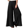 Hisanny Pantaloni a palazzo da donna in lino a gamba larga, con elastico in vita, culottes fluidi con tasche, nero, 4X-Large Più